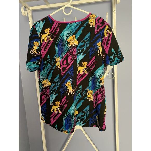 Disney Scrub Top The Lion King Simba Womens Stretch Performance Nurse Uniform LG - Picture 4 of 4